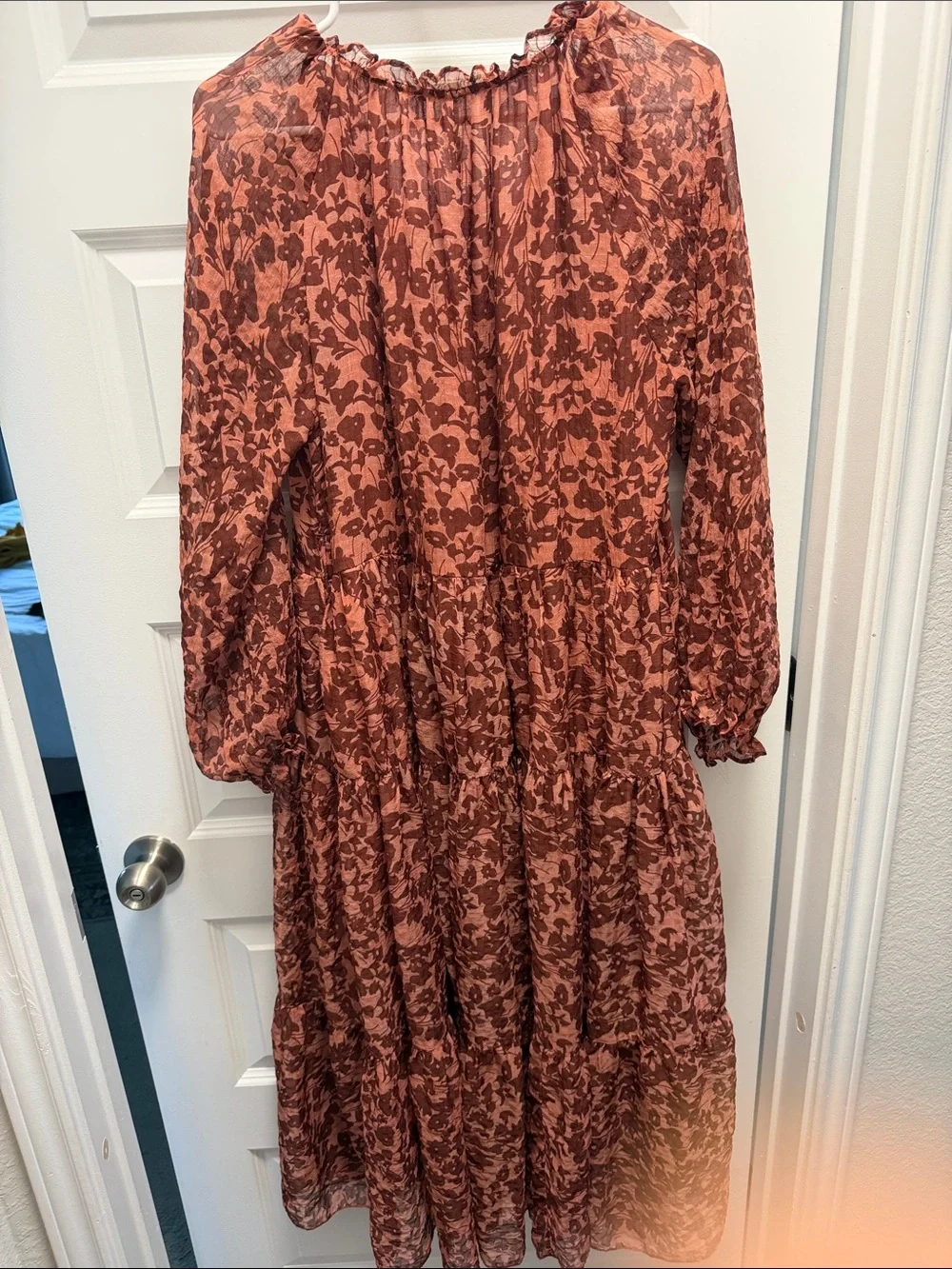 By Together x Anthropologie Women’s Rust Floral Tiered Midi Dress - Picture 3 of 3
